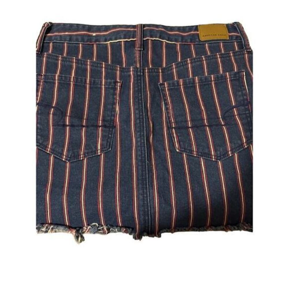 AMERICAN EAGLE Red & White Striped Blue denim skirt size 6